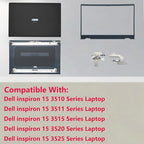 Replacement LCD Back Cover Top Case Lid Front Bezel Frame with Hinges for DELL Inspiron 15 3510 3511 3515 3520 3525 Series Laptop 0WPN8 00WPN8 9WC73 09WC73 AP3LE000901 Black