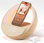 Bluetooth Alarm Clock, Sunrise Simulation Wake Up Night Light, 15W Fast Wireless Charging Alarm Clock for Bedroom, 10W Bluetooth Stereo Sound Speaker, USB Charger Port