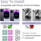 2 Pack Camera Lens Protector for iPhone 14 Pro/iPhone 14 Pro Max,[Not Easy to Breakn ] AR Tempered Glass Strong Adsorption Metal Camera Cover Screen-Silvery