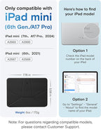 MOFT Dynamic Folio Case for iPad mini 7 A17 Pro (2024), iPad mini 6 (2021), Silm Magnetic Stand Case with 20+ Viewing Angles, Auto Wake/Sleep, Ultra Thin, Jet Black