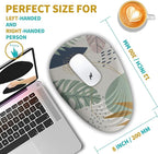 Hokafenle Ergonomic Mouse Pad Wrist Support with Stepped-Wedge Design, Wrist Rest Pain Relief Mousepad Filled with Memory Foam, Carpal Tunnel Mousepad for Wireless Mouse(12x8 inch, Abstract Leaves)