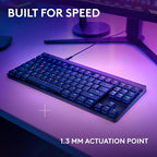 Logitech G515 TKL Wired Low Profile Gaming Keyboard, Fully Customizable RGB, Double-Shot PBT Keycaps, Tactile/Brown Switches - Black