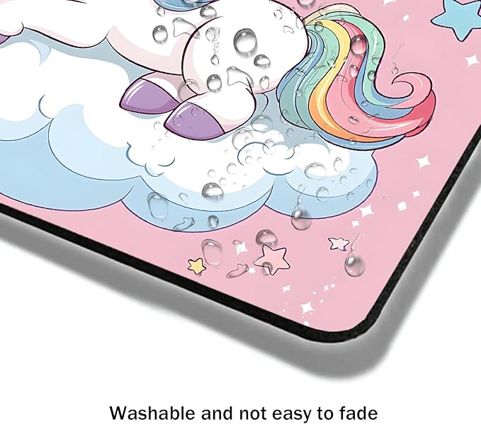 Mouse Pad, Pink Cute Unicorn Mouse Pads for Desk, 9.5" x 7.9" Non-Slip Rubber Base Computer Mousepad with Women, Portable Square Design for Wireless Mouse and Pad Laptop Office & Travel