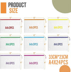 24pcs Mesh Zipper Pouch Bags Puzzle Storage Bags, A4 13x9 Inches Large Reusable Zipper Pouches for Classroom Organizing Board Game Home Organization