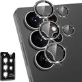 for Samsung Galaxy S25 Ultra Camera Lens Protector, Individual Metal Ring Tempered Glass Lens Cover, [Strong Adsorption] Scratch Resistant Ultra-Thin HD Clear Lens Cover, 1 Set-Black Sparkly