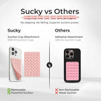 SUCKY Silicone Suction Phone Case Adhesive Mount - Anti-Slip Holder, Hands-Free Fidget Toy, Phone Accessory for iPhone and Android (Crystal White, Double V2)