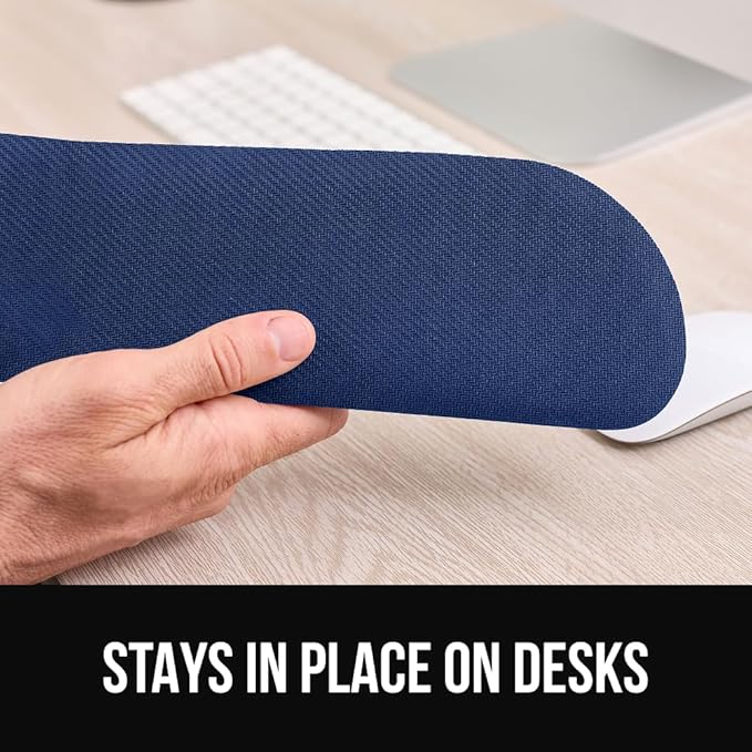 GORILLA GRIP Silky Gel Memory Foam Keyboard Wrist Rest for Computer and Mouse Pad, Ergonomic Design Typing Support, Desk Office Supplies, Hand & Arm Mousepad Cushion and Coaster 3 Piece Set Navy Blue