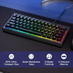 Redragon K522 60% Wired RGB Membrane Gaming Keyboard, Compact 61 Keys Linear Mechanical-Feel Switch Keyboard w/ 4 Extra On-Board Macro Keys & Media Control Keys