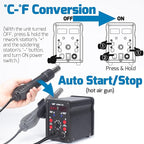WEP 8786D-I SE Hot Air Soldering Iron Station Kit 2-IN-1 for Rework, Desoldering with Lead-Free Solder Wire, 5 Soldering Tips, 3 Hot Air Nozzles,Tweezers, Desoldering Pump
