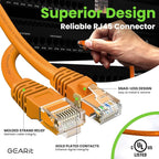GEARit Cat 6 Ethernet Cable (100-Pack 1 Foot) Cat6 Network Patch, 10Gbps, RJ45, Snagless Cord, Gold-Plated Connectors, Internet for PC, TV, Tablet, Router, Printer, Servers, IT Data Center - Orange