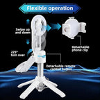 MQOUNY for Magsafe Tripod Stand for iPhone,Portable Pocket Size Selfie Stick with Rechargeable Remote and Metal Ring,Extendable Detachable Cell Phone Tripod Compatible with iPhone/Android (White)