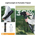 K&F Concept Camera Tripod, 75" Lightweight Portable Travel Outdoor DSLR Tripods for Camera Phone Video Recording Tripod Stand, Cellphone Clip for Smartphone Live Streaming Vlog, Black