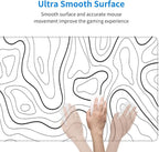 White Mouse Pad Large XL Gaming Mouse Pad for Desk Topographic Mouse Pad Desk Pad Gaming Mouse Pad White Desk Mat Extended Black and White White Topo Mousepad White Topographic Mouse Pad Full Size