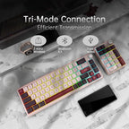 K68 Pro Gaming Keyboard, Layout Compact Wireless Mechanical Keyboard, Gasket Hot Swappable Custom BT 5.0/2.4G/USB-C Office Keyboard for Windows Mac (Purple-White, Eternity Tactile Switch)
