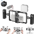 NEEWER Universal Phone Cage Video Rig with Bluetooth Shutter Side Handle Comfort Grips, Smartphone Stabilizer for Video Recording Compatible with iPhone 16 15 Pro Max 15 Pro Galaxy S24 Ultra, PA009E