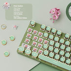 EWEADN V20 Green Typewriter Keyboard,87 Keys Backlit Typewriter Style Mechanical Keyboards, Media Control Knob, Wired/BT5.0/2.4G Typewriter Style Computer Keyboards Pink Switch for Windows/Mac/PC