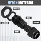 25 Pcs Nylon Cable Glands, PG7 PG9 PG11 PG13.5 PG16 Strain Relief Cable Cord Connector IP68 Waterproof Junction Box Wire Protectors Adjustable for 3-13mm Cable Diameter