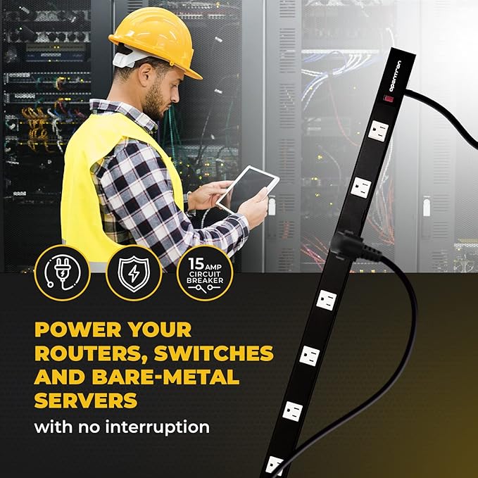 12 Outlets 4 Feet Body Heavy Duty Metal Surge Protector Power Strip (12 outlets 12 feet Power Cord 4 feet Body)