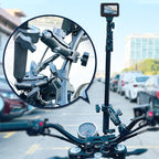 Motorcycle Bike Handlebar Double clamp Mount Invisible Selfie Stick Super Camera Clamp 360°Rotating Extendable Ballhead Magic Arm 60'' for Insta360 ONE X3 X2 X RS R Go 2 3 Action Camera, Black