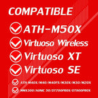 Protective Headband Cover for ATH M Series & Virtuoso - Compatible with Virtuoso XT, SE, Wireless, M50X, M50XBT, M50, M40X & More (Black Breathable Mesh Fabric)