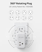 TROND Multi Plug Outlet Extender 2 Pack, 3 Way Outlet Splitter with 360 Rotating Plug, PD 20W USB C Charger Station, Sideways Adapter for Kitchen Bathroom Cruise Ship Travel Essentials