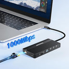 USB C Hub USB C Docking Station Dual Monitor14-IN-1 Triple Display Multiport Adapter with 2*HDMI +DP + 5*USB-A/C 10Gbps Ports+Ethernet+SD/TF Laptop Docking Station for HP/Dell/Lenovo/Thinkpad (Black)