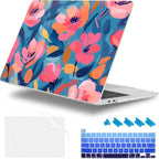 for MacBook Pro 16 inch Case 2019 2020 Release Model A2141, Plastic Hard Shell Cover with Keyboard Cover & Screen Protector for MacBook Pro 16 inch with Touch Bar & Touch ID, Flowers Print