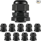 PENGLIN Cable Glands 1/2" NPT Nylon Cable Connector, Strain Relief Cord Connector, IP68 Waterproof Adjustable Locknut(1/2 Inch (10-Pack))