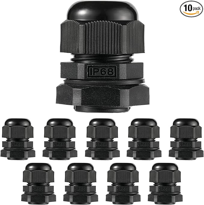 PENGLIN Cable Glands 1/2" NPT Nylon Cable Connector, Strain Relief Cord Connector, IP68 Waterproof Adjustable Locknut(1/2 Inch (10-Pack))