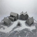 Paintable Tabletop Miniature Little Town Building Terrains Compatible with RPG War Games - 18mm Scale Dioramas Building Set Scenery with Medieval Architecture Style by HAUTICO (HVillageHouses4-1)