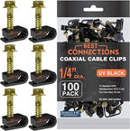 BEST CONNECTIONS Coaxial Cable Clips with Pre-Inserted Screw (2,500 Pack) – Black Single Cable Mounting Clamps for Coax Cable (RG6, RG59) and Ethernet Cable – Cord Fastener/Strain Relief Clip