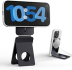 Magnetic Tripod for iPhone, Aluminium Phone Tripod Stand Compatible with Magsafe iPhone 16/15/14/13/12 Series, Foldable Strong Magnetic Phone Stand & Portable Phone Holder, Black