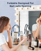 SWEETFULL Portable Handheld Mini Fan with LED Display, 3-in-1 Personal Foldable USB Rechargeable Hand Held Fan & Flashlight for Travel, Lash Eyelash, Cute Small Pocket for Women, Girls