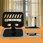 Larger Metal Tablet Stand, Adjustable 360° Rotation Tablet Holder Compatible with 4-16" Tablet Such as iPad Pro, iPad Air, iPad Mini, Tab S10 Ultra, Black