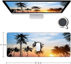 Large Gaming Mouse Pad with Stitched Edges, Extended Desk Mousepad with Superior Micro-Weave Cloth, Non-Slip Base, Water Resist Keyboard Pad for Gamer, Office & Home, 31.5 x 11.8 in,Tropics