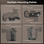 SMALLRIG Cage for Sony FX2, HawkLock Quick Release Camera Cage Kit for Sony with XLR Handle Extension, Wrist Strap and Cable Clamp for HDMI, QR Cold Shoe, Built in NATO Rail/QR Plate for Arca - 5588