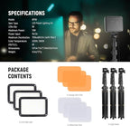NEEWER BASICS LED Video Light Panel Lighting Kit, 3 Pack Bi Color Dimmable Portable Studio Lights with Tripod Stands & Filters, 3200K~5600K CRI95 750lux for Photography Video Recording Streaming, BP66