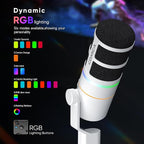 COMICA EJoy D10(A) USB Gaming Microphone – Boom Arm Mic with Noise Cancellation, XLR/USB-C, Real-Time Monitoring, Muting, RGB Professional Studio Mic for Gaming, Streaming, Podcast, Recording (White)