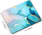 Golden Textured Teal Marble Custom Mouse Pad with Non-Slip Rubber, Small Square Design for Wireless Laptop & Computer Mouse Pads for Desk, 9.5 x 7.9 inch Smooth Surface for Gaming & Office