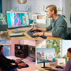 Mouse Pad Wrist Support, Laokiiy 2 in1 Keyboard Wrist Rest+ Ergonomic Mouse Pad, Non-Slip Wrist Rest for Computer Keyboard, Made Easy Typing & Relieve Wrist Pain（Black