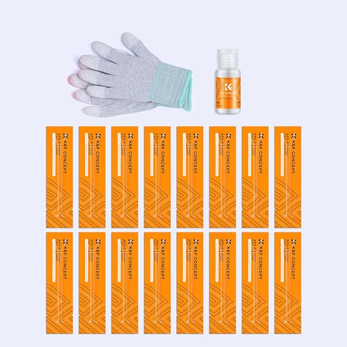 K&F Concept APS-C Sensor Cleaning Kit - 16pcs Swabs, 20ml Cleaner & Gloves, Camera Lens Cleaning Kit for CMOS & CCD Sensors