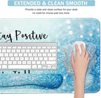 Large Mouse Pad and Keyboard Wrist Rest, Desk Pad for Keyboard and Mouse, 4-in-1 Large Gaming Mouse Pad with Wrist Support for Home Office Study Game-Stay Positive