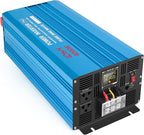 4000 Watt Pure Sine Wave Power Inverter DC 24V to 110/120V AC with 2 AC Charger Outlets and Wiring Terminal 8000W Peak Car Solar Converter for Vehicles Home with LCD Display and 2.4A USB Charging Port