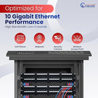 NewYork Cables 48 Port Cat6 Patch Panel – 10Gb Ethernet, 2U Rackmount 19-Inch, Color-Coded T568A/B Labels, Unshielded, 110/Krone Compatible, Black