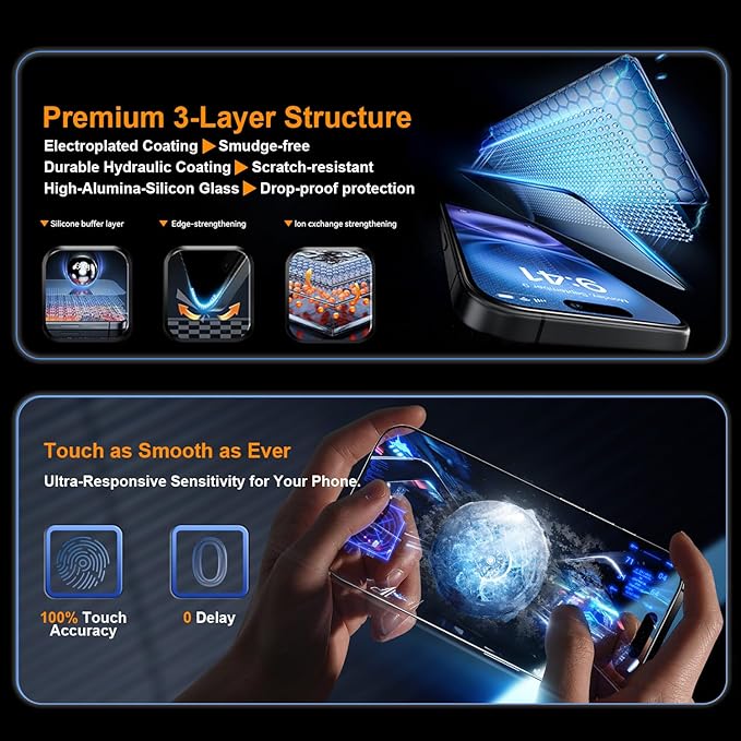 OneFish Privacy Screen Protector for iphone 11 Pro Max/Xs Max, Anti-Spy Tempered Glass Private,Edge Protection Screen Protector with Installation Frame,9H Glass Scratch Resistant, 2 Packs.