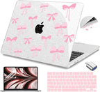 Teryeefi Compatible for MacBook Air 13.6 inch Case 2024-2022 Release Model A3240 A3113 A2681, Protective Plastic Hard Shell Case Cover for MacBook Air M2 M3 M4 13 inch, Pink Ribbon Bows-106