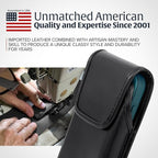 Turtleback Belt Clip for iPhone 16 Pro, 16e, 15 pro 14 Pro 13 Pro -Medium- Fits w/Shockproof Commuter Style Cases, Premium Black Leather, Vertical Belt Holder, Magnetic Closure HD Rotating Clip