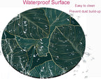 Mouse Pad, Round Computer Mouse Mat with Design, Non-Slip Rubber Base Small Mousepad, Waterproof Office Mouse Pads, Green Tropical Leaves