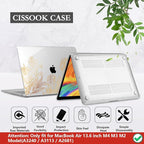 CISSOOK for MacBook Air 13.6 inch Case A3240 A2681 A3113 Release 2022 2023 2024 2025, Plastic Hard Shell Case Keyboard Cover for MacBook Air 13 inch M2 M3 M4, Gold Floral Blossom
