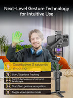 Gimbal Stabilizer for iPhone, Phone Gimbal w/RGB Magnetic Fill Light, Foldable Gimbal Built in 7.8' Extension Rod and OLED Display for iPhone/Android Excellent for Vlogging-Smart X2 Kit Black